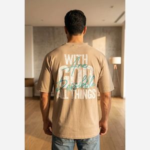 فروش اینترنتی تیشرت مردانه پنبه سوپر with GOD قواره باکسی در 5 رنگ
