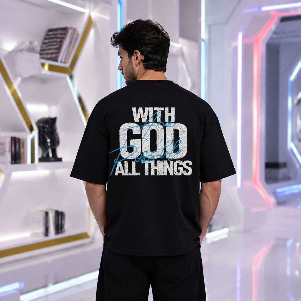 خرید آنلاین تیشرت مردانه پنبه سوپر with GOD قواره باکسی در 5 رنگ