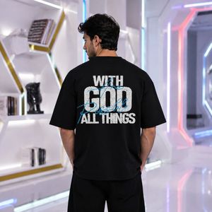 خرید آنلاین تیشرت مردانه پنبه سوپر with GOD قواره باکسی در 5 رنگ