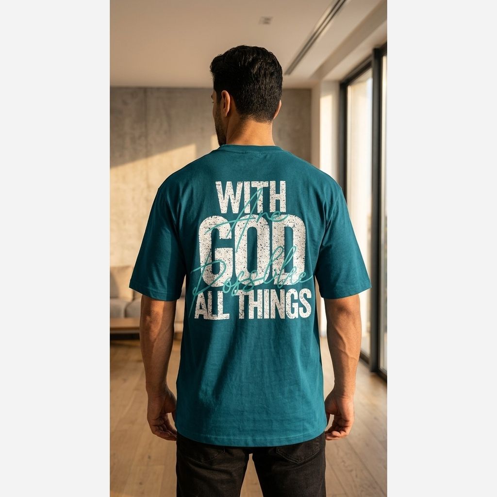 مشخصات تیشرت مردانه پنبه سوپر with GOD قواره باکسی در 5 رنگ