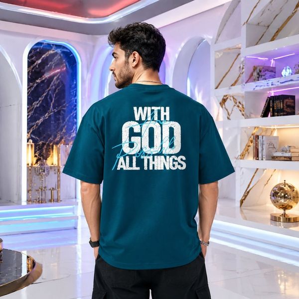 تیشرت مردانه پنبه سوپر with GOD قواره باکسی در 5 رنگ