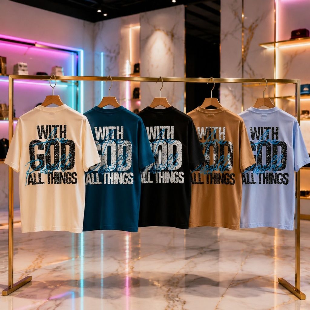 خرید انلاین تیشرت مردانه پنبه سوپر with GOD قواره باکسی در 5 رنگ