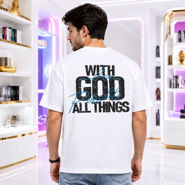 تیشرت مردانه پنبه سوپر with GOD قواره باکسی در 5 رنگ