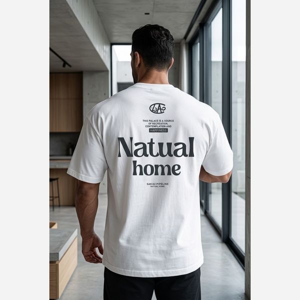 تیشرت مردانه پنبه سوپر Natual home قواره باکسی در 5 رنگ متنوع 