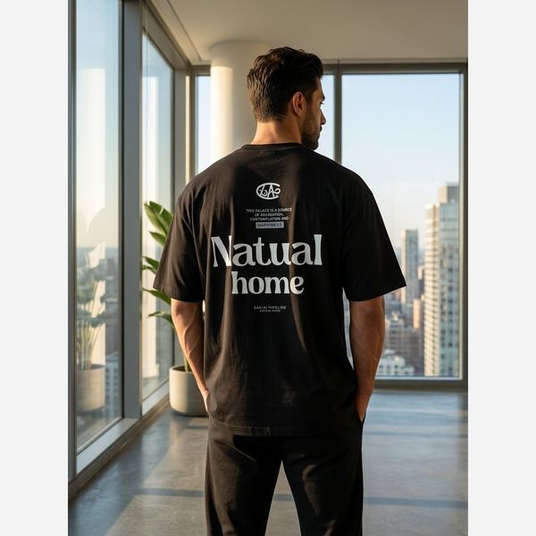 تیشرت مردانه پنبه سوپر Natual home قواره باکسی در 5 رنگ متنوع 