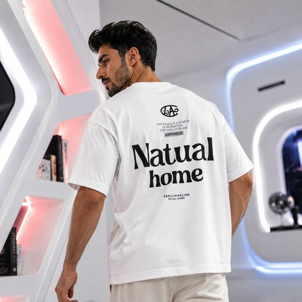 تیشرت مردانه پنبه سوپر Natual home قواره باکسی در 5 رنگ متنوع