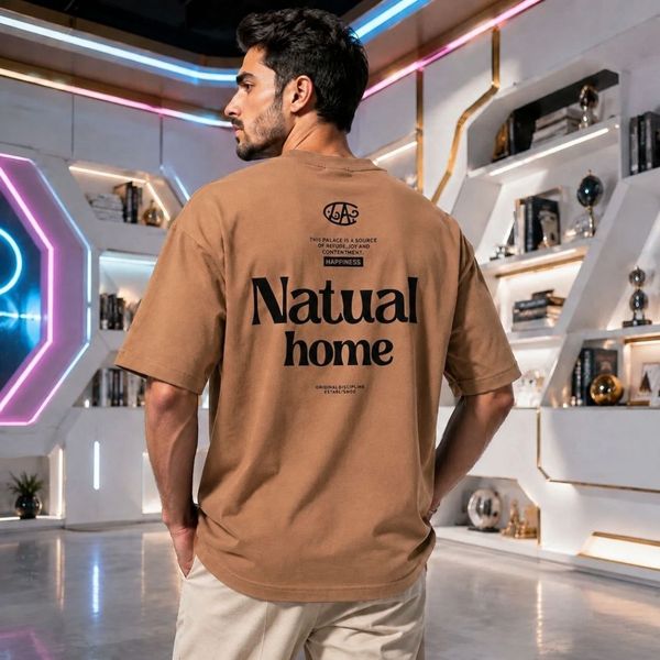 تیشرت مردانه پنبه سوپر Natual home قواره باکسی در 5 رنگ متنوع