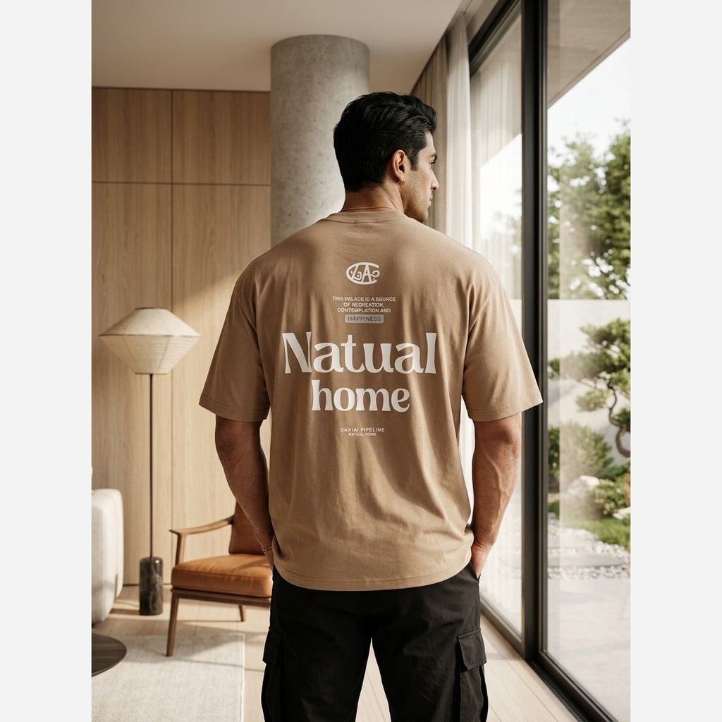 قیمت ارزان تیشرت مردانه پنبه سوپر Natual home قواره باکسی در 5 رنگ متنوع 