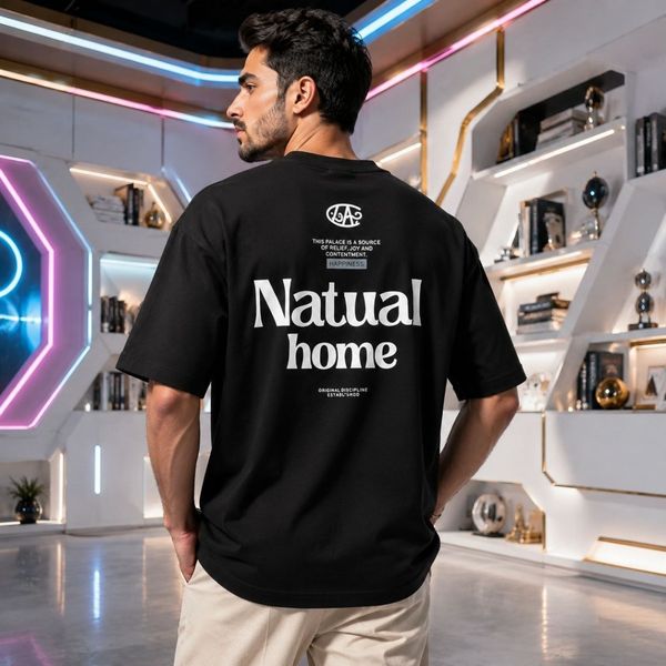 تیشرت مردانه پنبه سوپر Natual home قواره باکسی در 5 رنگ متنوع