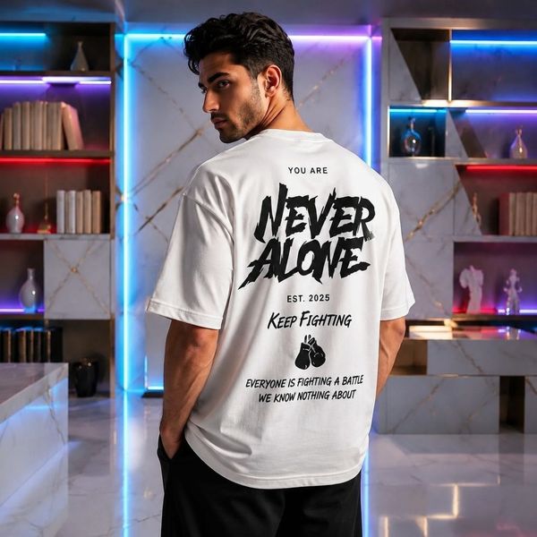 تیشرت مردانه پنبه سوپر NEVER قواره باکسی در 5 رنگ متنوع