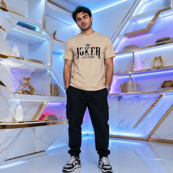 تیشرت مردانه قواره تک پوش JOKER پنبه سوپر در 5 رنگ متنوع