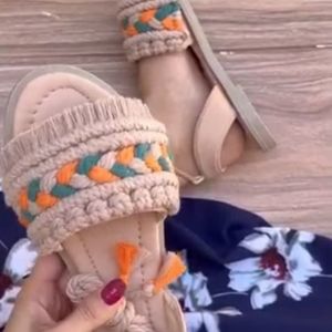 خرید آنلاین صندل زنانه ودخترانه مکرومه رکابدار