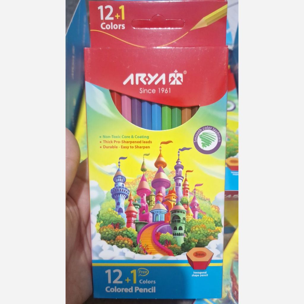 خرید آنلاین مدادرنگی آریا 12+1  12 رنگی مقوایی