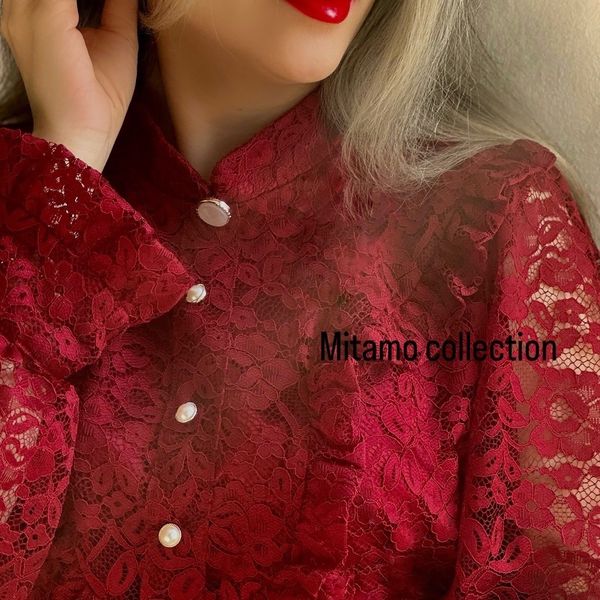 شومیز زنانه مجلسی دانتل زرشکی
