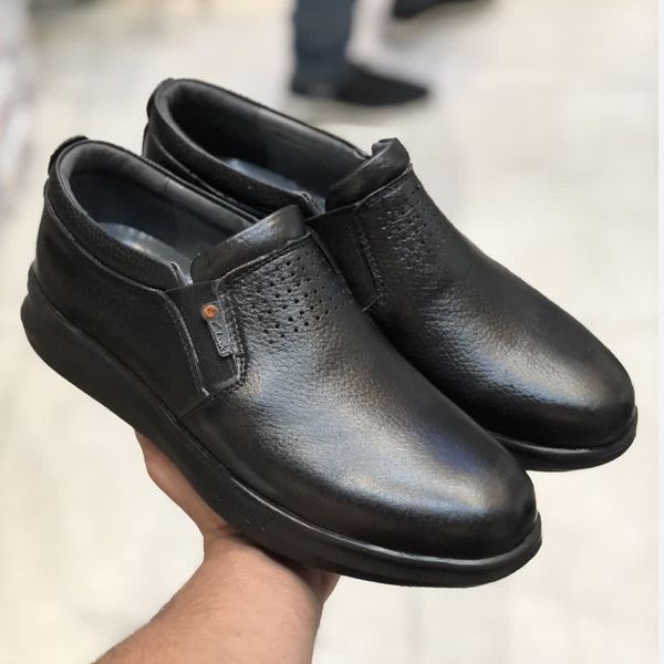 کفش چرم مردانه بی بند مدل کرینگر مشکی
