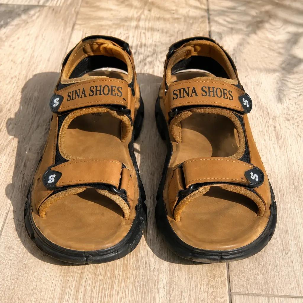 خرید اینترنتی قیمت کفش صندل مردانه تابستانی مدل Sina Shoes -عسلی