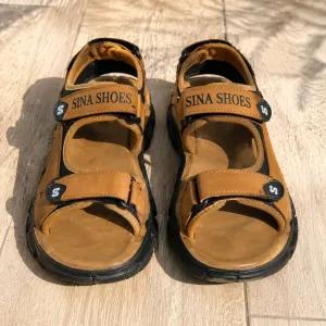 خرید اینترنتی قیمت کفش صندل مردانه تابستانی مدل Sina Shoes -عسلی