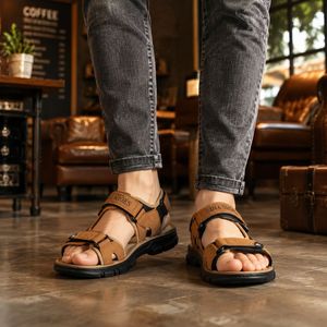 کفش صندل مردانه تابستانی مدل Sina Shoes -عسلی