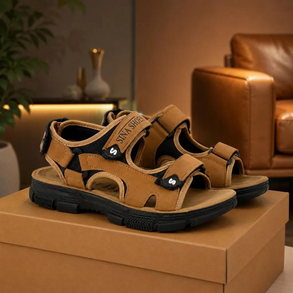 خرید اینترنتی قیمت کفش صندل مردانه تابستانی مدل Sina Shoes -عسلی