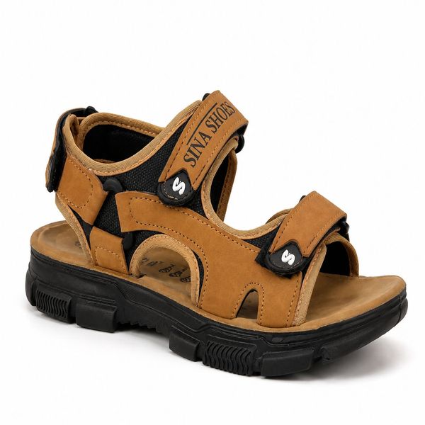 کفش صندل مردانه تابستانی مدل Sina Shoes -عسلی