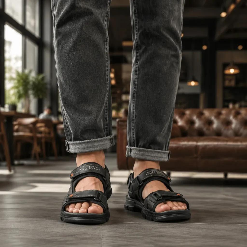 خرید اینترنتی قیمت کفش صندل مردانه تابستانی مدل Sina Shoes -مشکی