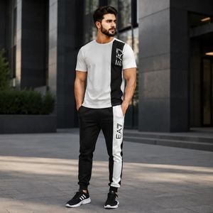 خرید اینترنتی قیمت پکیج ست تیشرت شلوار EA7 مدل WE82  کفش ورزشی مدل Alshen