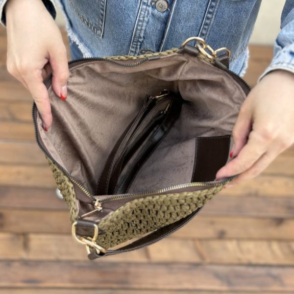 کیف دوشی زنانه ودخترانه رافیا مدل دنسون