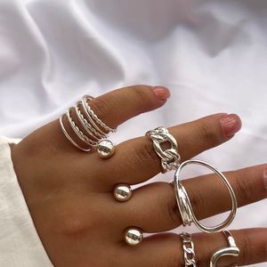 فروش اینترنتی پک انگشتر 7تایی فشن آبکاری نقره 