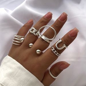 پک انگشتر 7تایی فشن آبکاری نقره 