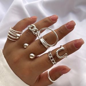 پک انگشتر 7تایی فشن آبکاری نقره 
