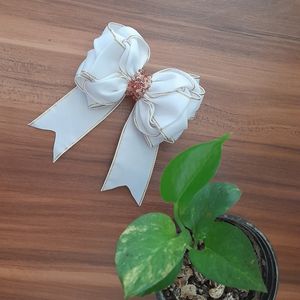 قیمت ارزان گلسر مجلسی پروانه ای با روبان گروگرین لبه زری