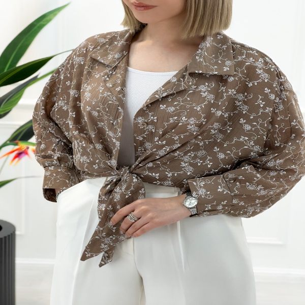 شومیز گره‌ای گل گچی