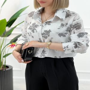 خرید اینترنتی قیمت شومیز مانتویی طرح دار حنا