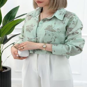 خرید اینترنتی قیمت شومیز مانتویی طرح دار حنا