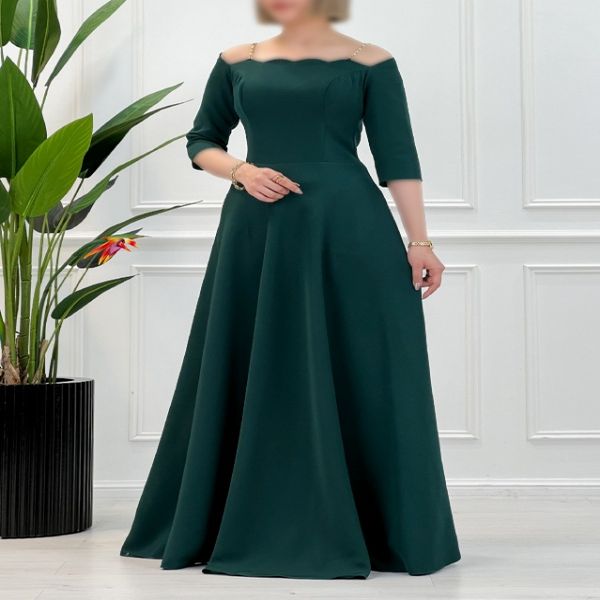 ماکسی مجلسی زنانه سرشانه زنجیری