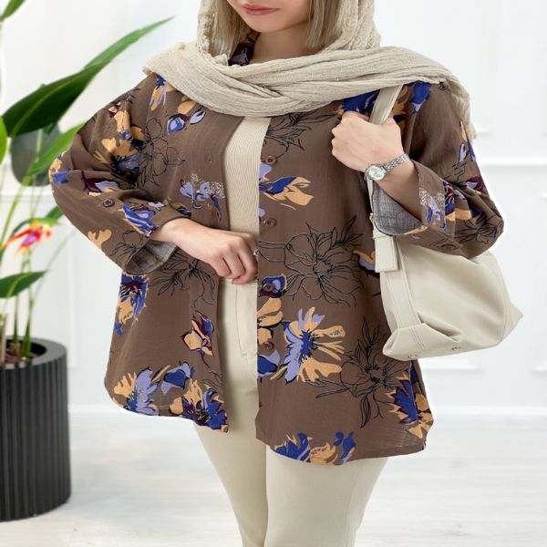 شومیز مانتویی گلدار