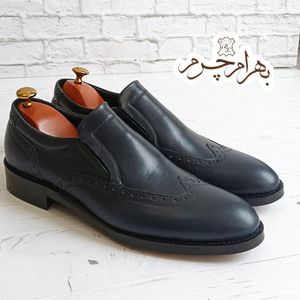 کفش مردانه مجلسی چرم طبیعی مدل هاوانا سرمه ای