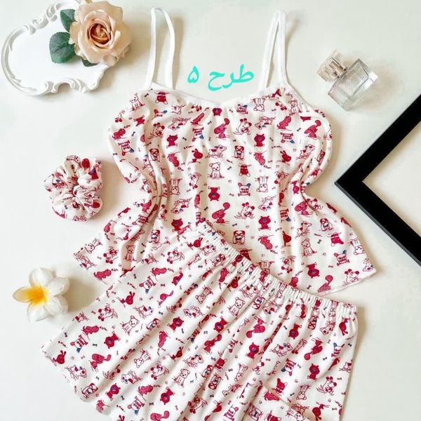 تاپ و شلوارک نخی سه تیکه