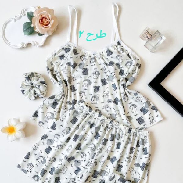 تاپ و شلوارک نخی سه تیکه