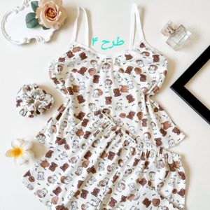 فروش اینترنتی تاپ و شلوارک نخی سه تیکه