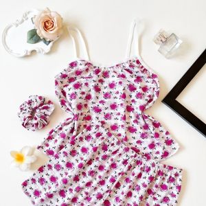 تاپ و شلوارک نخی طرحدار سه تیکه