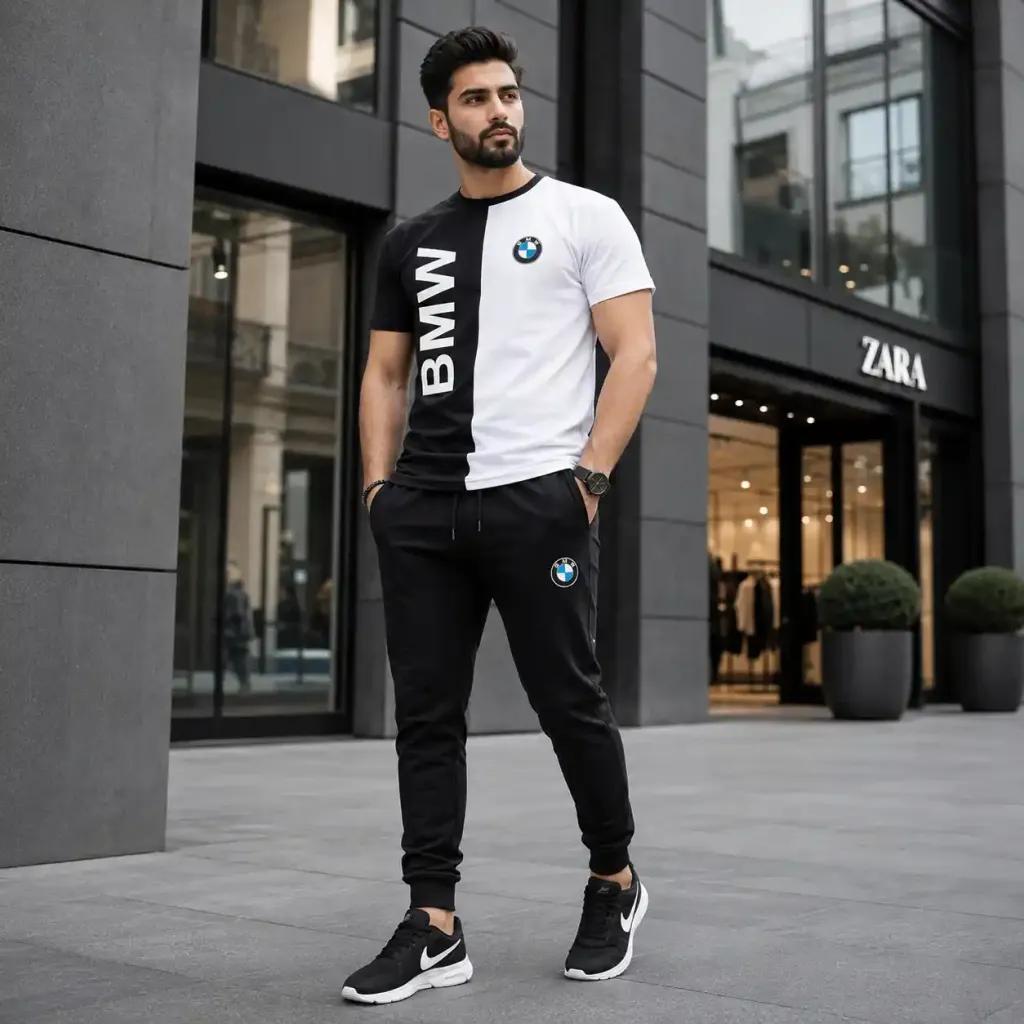 خرید اینترنتی قیمت پکیج ست تیشرت شلوار bmw مردانه مدل Noman کفش ورزشی مدل Pavlo