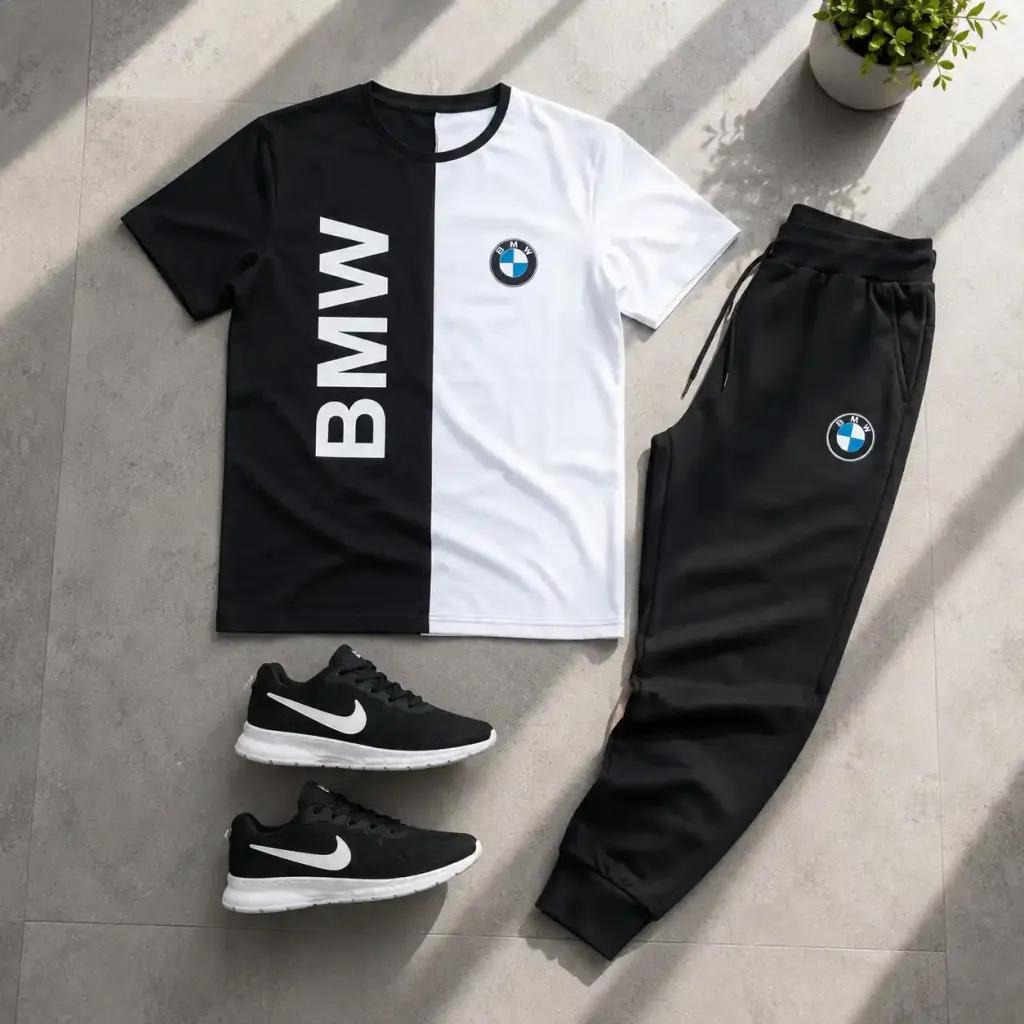 خرید اینترنتی قیمت پکیج ست تیشرت شلوار bmw مردانه مدل Noman کفش ورزشی مدل Pavlo