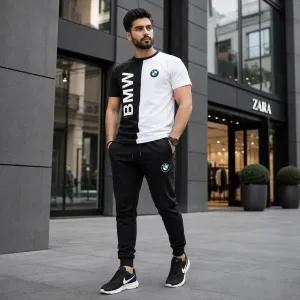 فروش اینترنتی پکیج ست تیشرت شلوار bmw مردانه مدل Noman کفش ورزشی مدل Pavlo