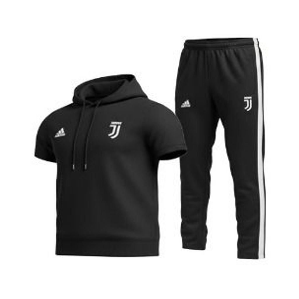 خرید اینترنتی قیمت ست تیشرت کلاهدار و شلوار مردانه مدل Juventus مشکی