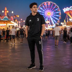 خرید اینترنتی قیمت ست تیشرت کلاهدار و شلوار مردانه مدل Juventus-مشکی