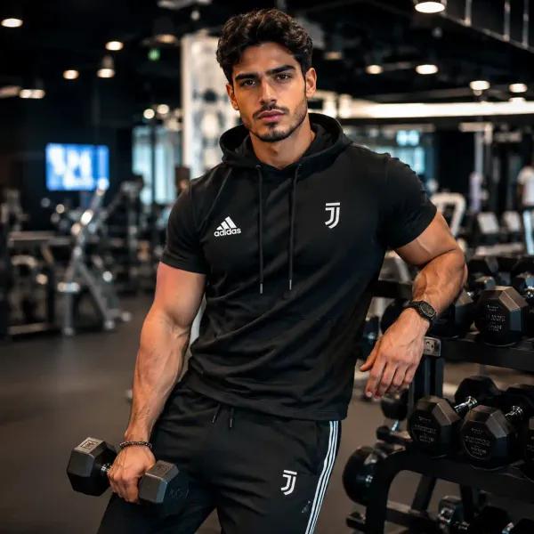 ست تیشرت کلاهدار و شلوار مردانه مدل Juventus-مشکی