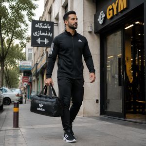 خرید اینترنتی قیمت پکیج ساک ورزشی آدیداس مدل Atilaکفش ورزشی مردانه مدل Alshen