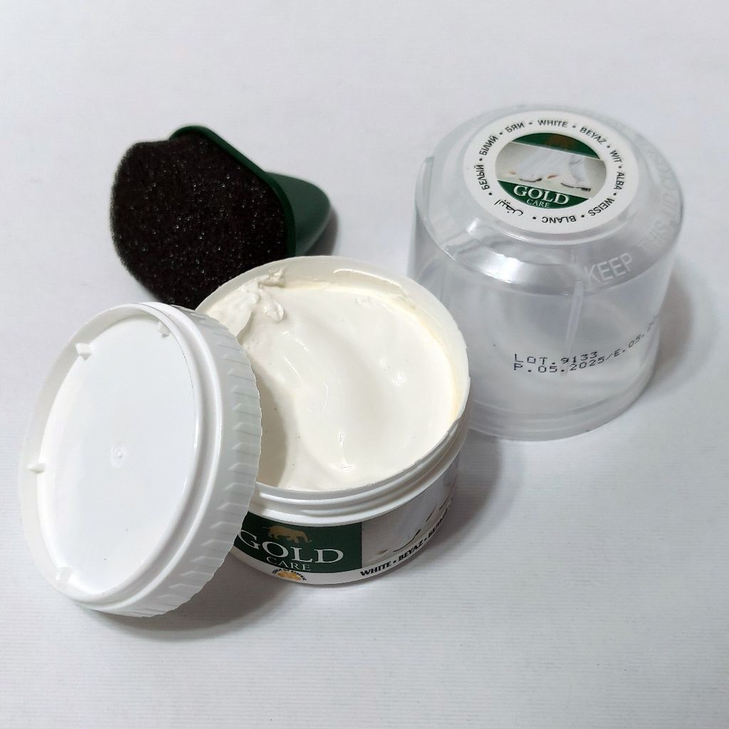 قیمت ارزان واکس کفش سفید و مشکی گلد اصل ترکیه Gold Care
