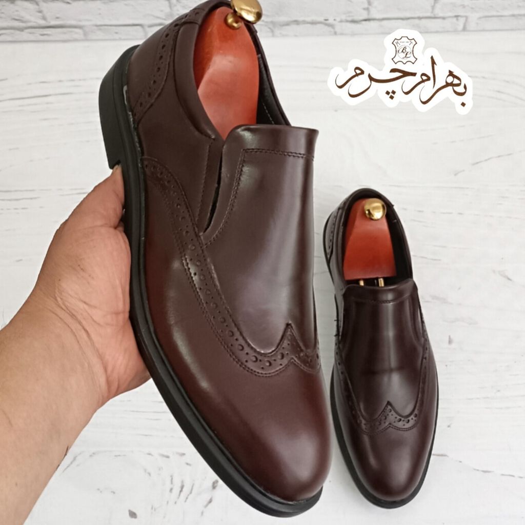 خرید اینترنتی کفش مردانه روزمره اداری چرم طبیعی مدل هاوانا قهوه ای